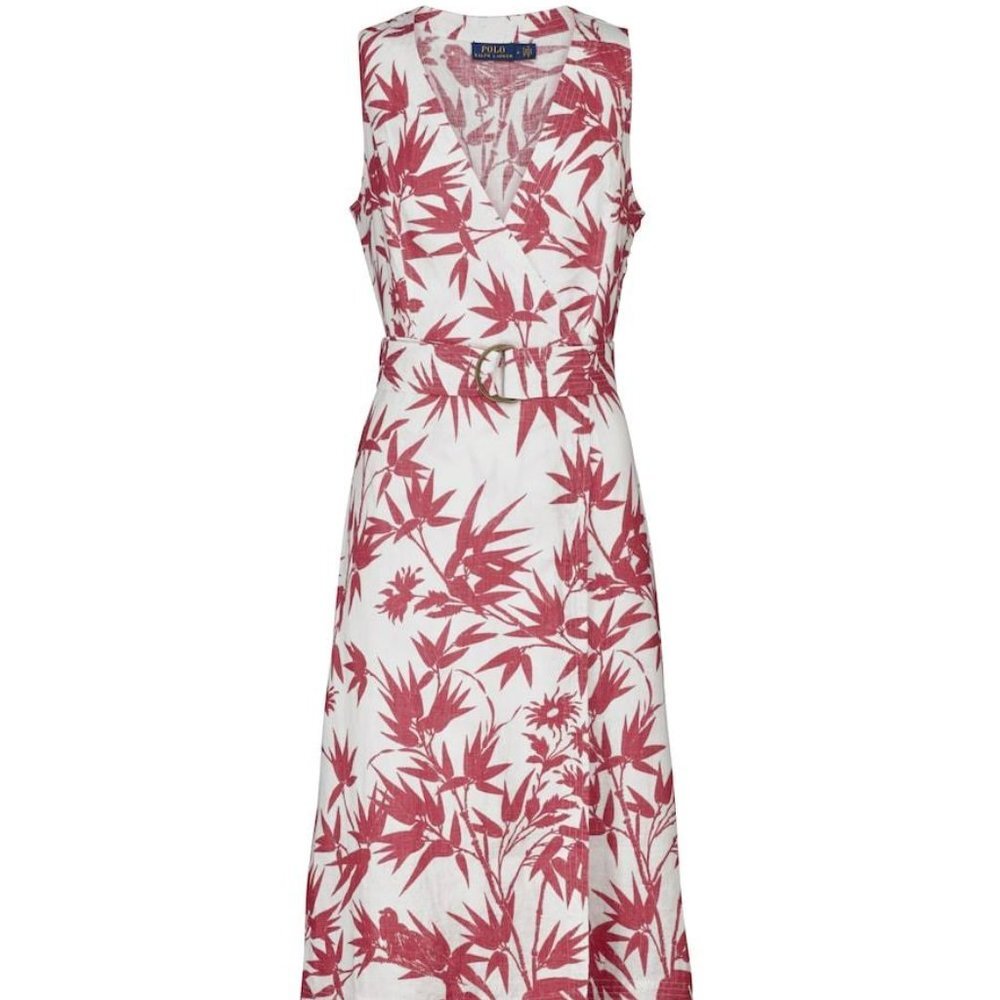 NWT Polo Ralph Lauren Sleeveless Linen Belted Floral Dress 8